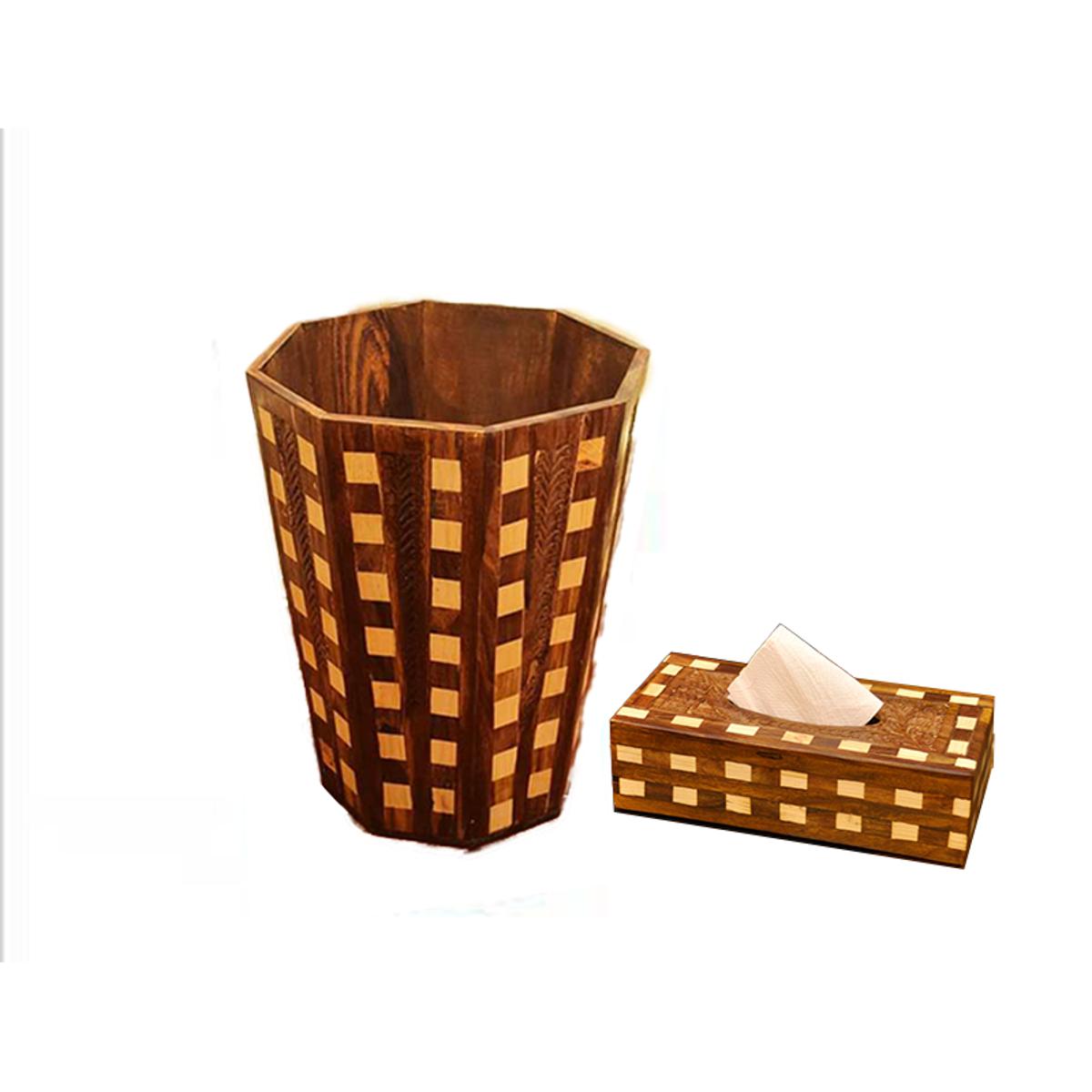 Wooden Tissue box + Garbage