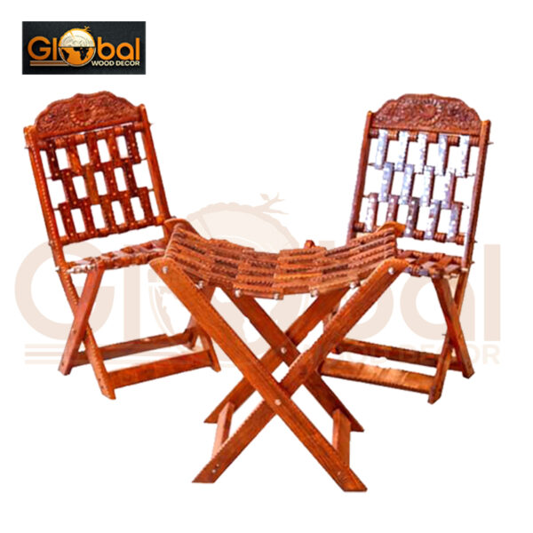wooden chairs with stool