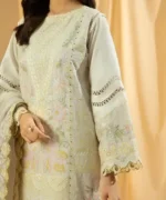Sapphire 3 Piece Dyed Embroidered Cotton Jacquard Suit - Image 2