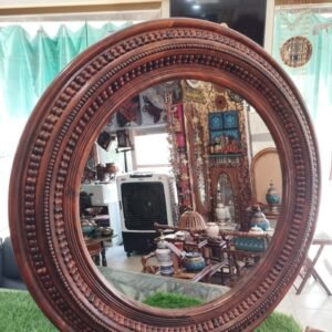wooden round mirror