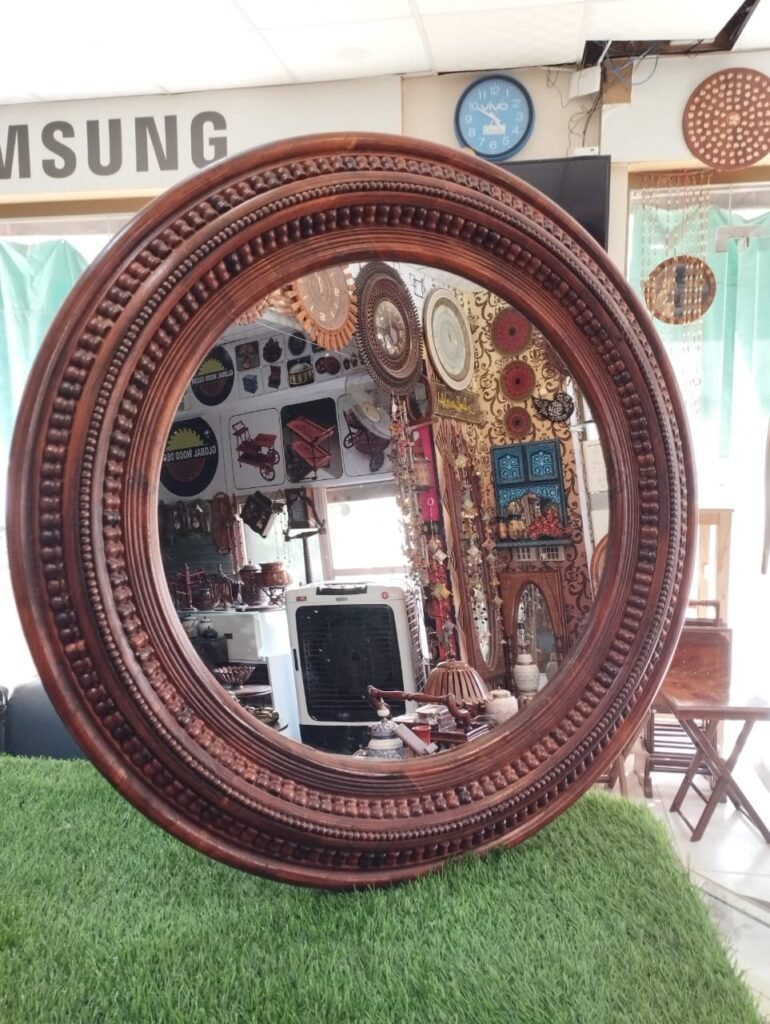Buy Round Mirror Wooden (A + Quality) online in Pakistan