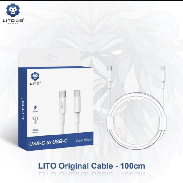White Lito Fast Charging Cable Type C-C 1Mtr