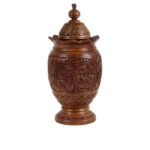 Hand Carved Wooden Jar 16″ With Collar