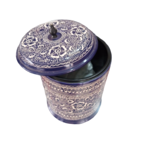 Wooden Naqshi Candy jar Round