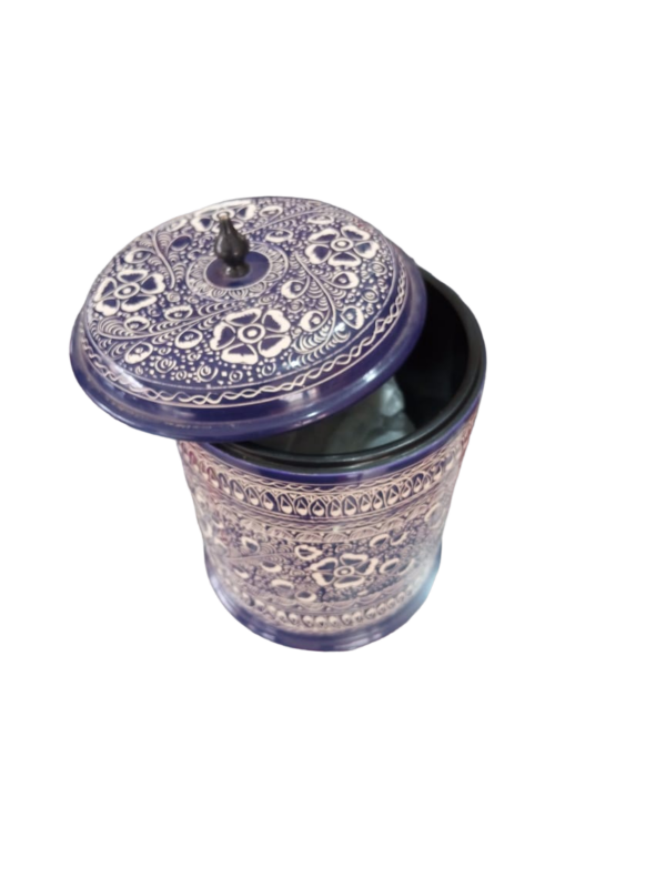 Wooden Naqshi Candy jar Round