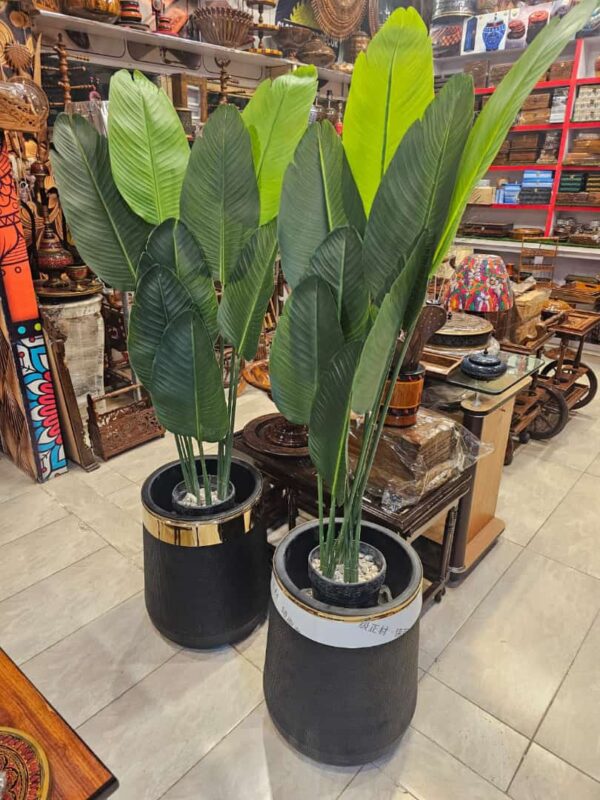 Fiber Flower Pot and Planter with Golden Border