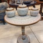 White Naqshi Table with 3jars