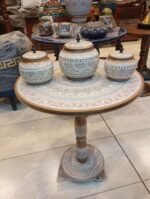 White Naqshi Table with 3jars